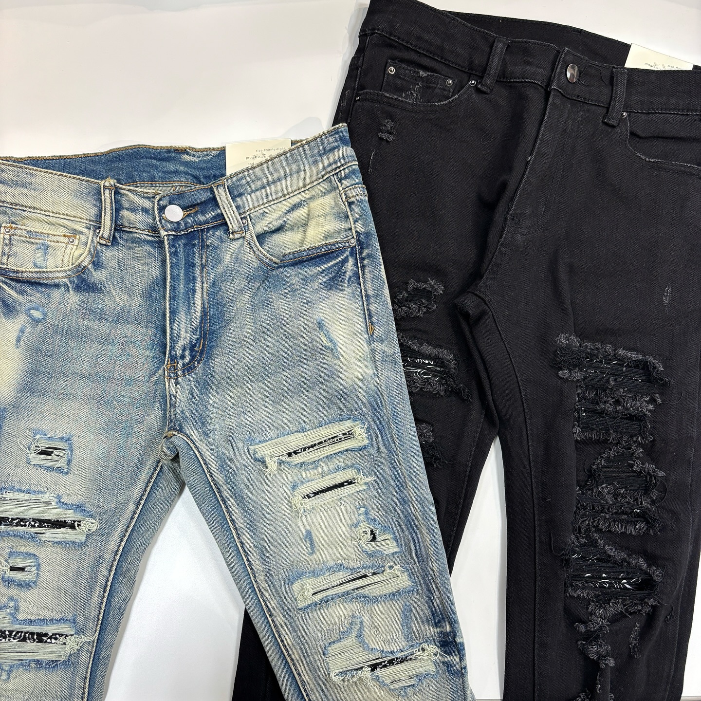 mnml(ミニマル) 人気のX165 PAISLEY STRETCH DENIM 再入荷しております 