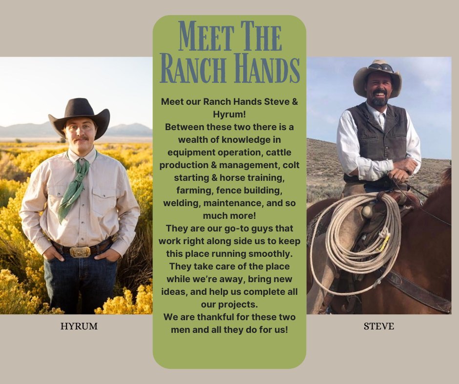 Bennion - Meet our Ranch Hands Steve & Hyrum! Between these two there ...