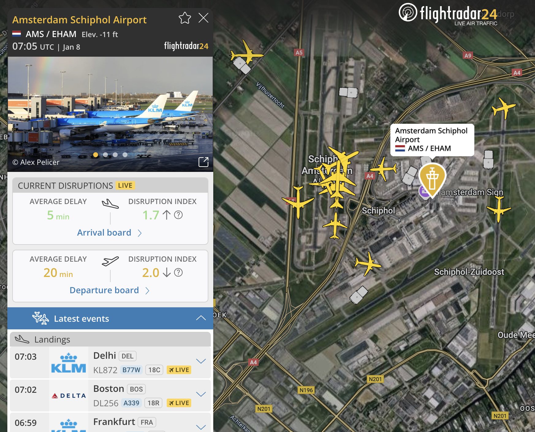 Flightradar24.com - Snow has now turned to rain at Amsterdam Schiphol ...