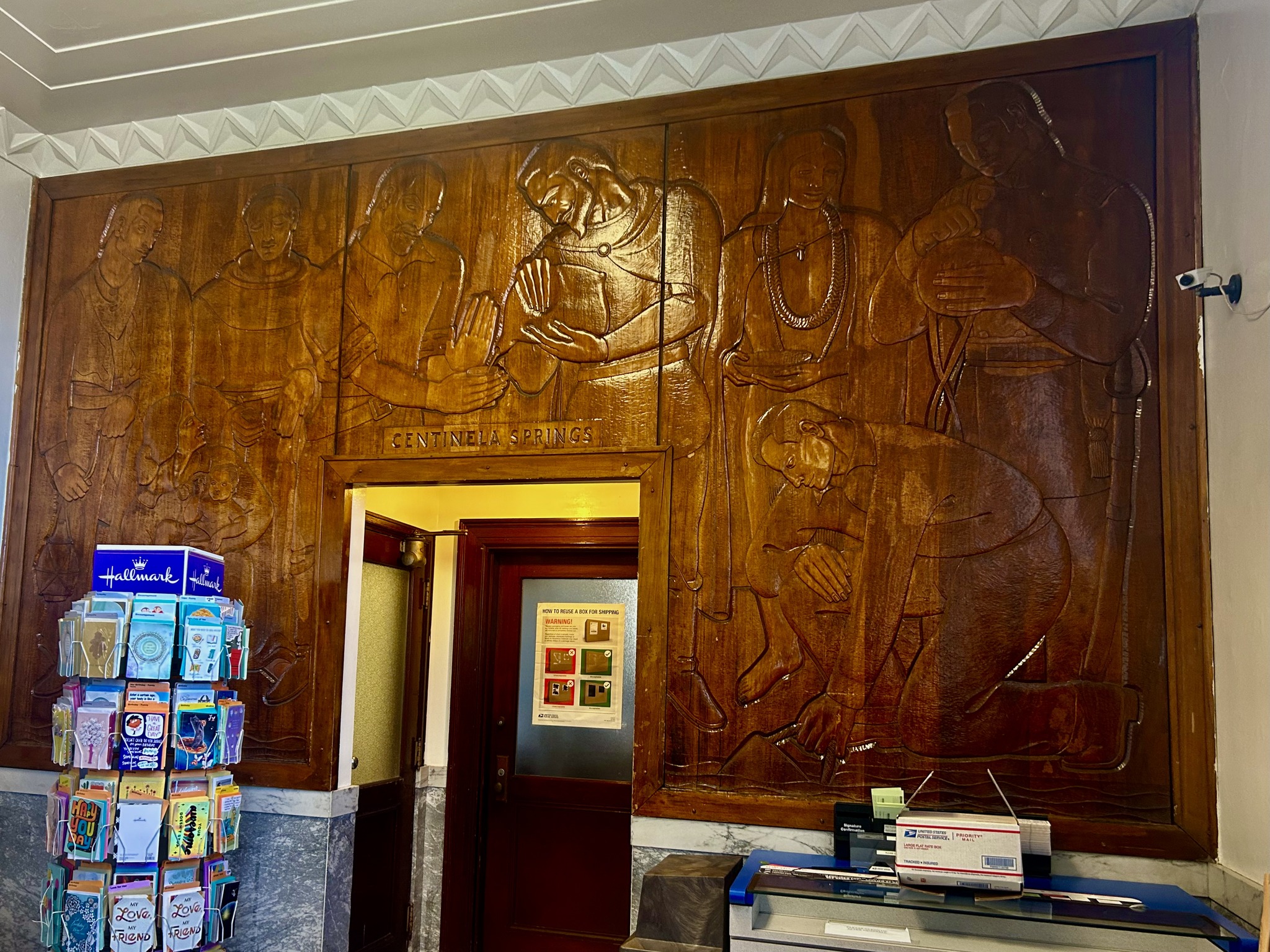 Hermosa - Mahogany wood bas-relief by Archibald Garner, entitled ...