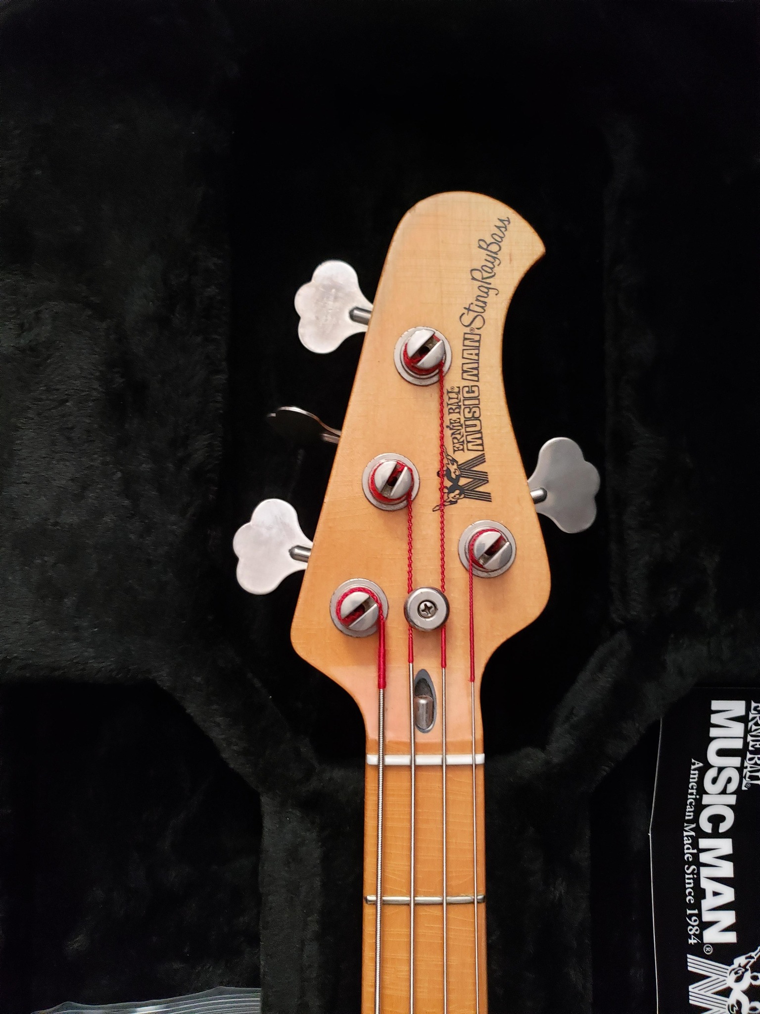 1982 Music Man Stingray Natural with the white pickguard is a look