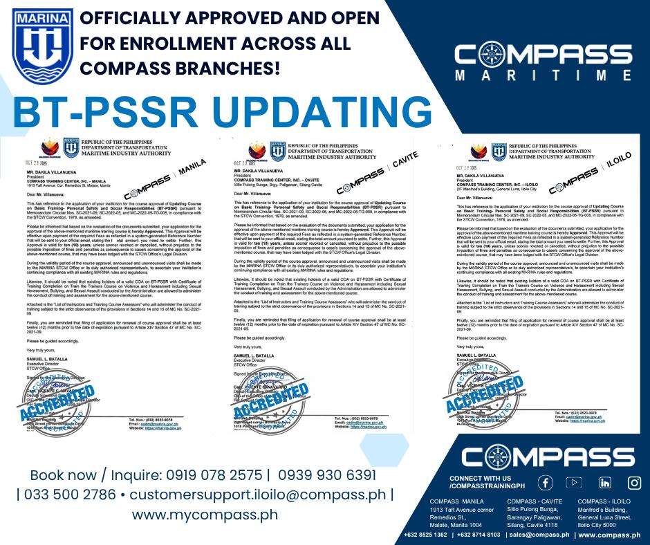 COMPASS - COMPASS BT-PSSR UPDATING COURSE is APPROVED! 🗓️ Effectivity ...