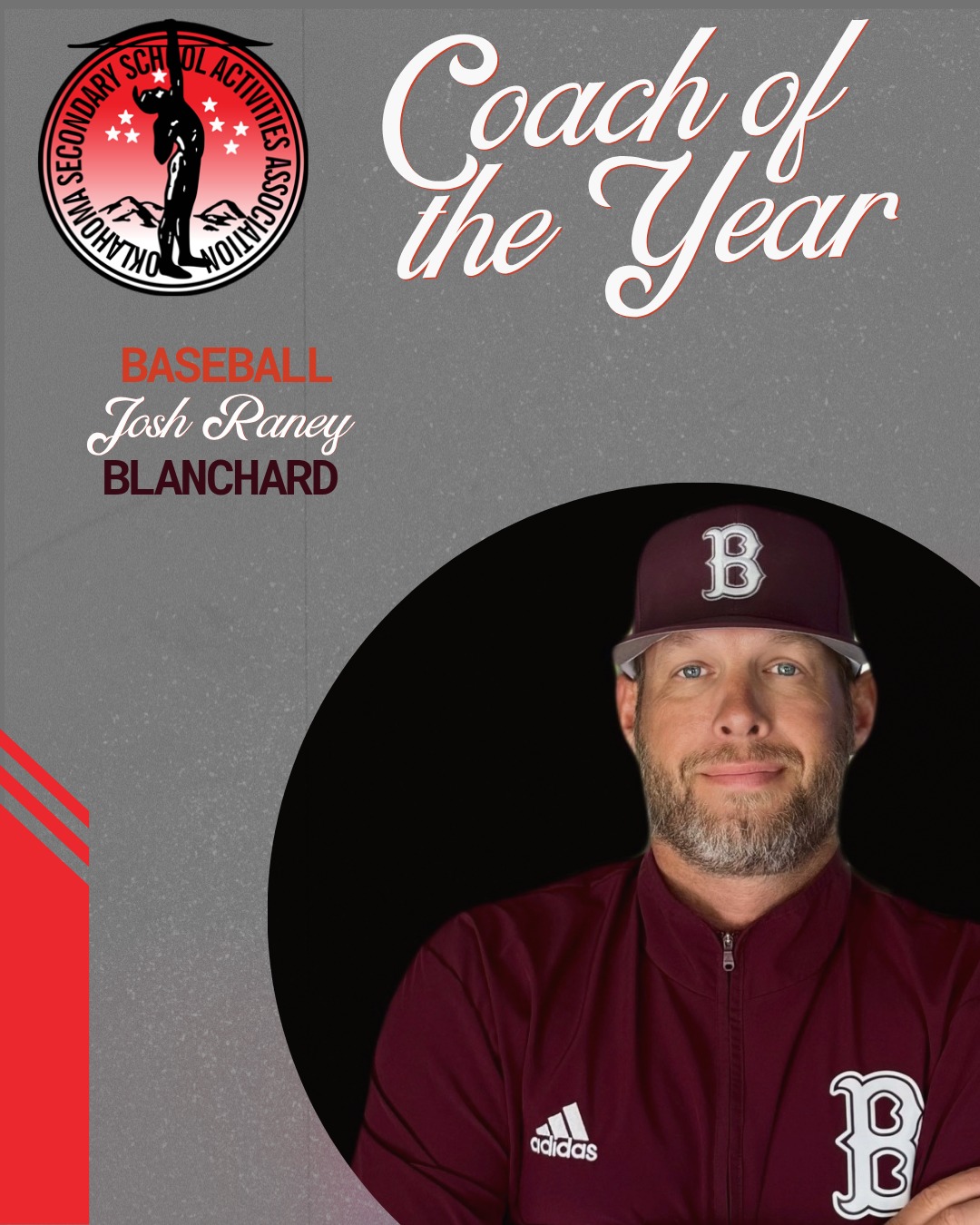 Oklahoma - The OSSAA is excited to honor Blanchard Head Baseball Coach ...