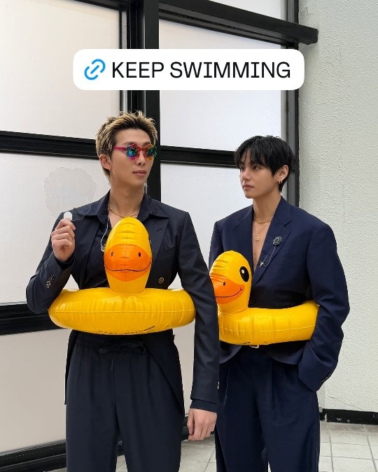 BTS アリラン KEEP SWIMMING RM RM en sus historias de instagram: #KEEPSWIMMING #BTS #ARIRANG