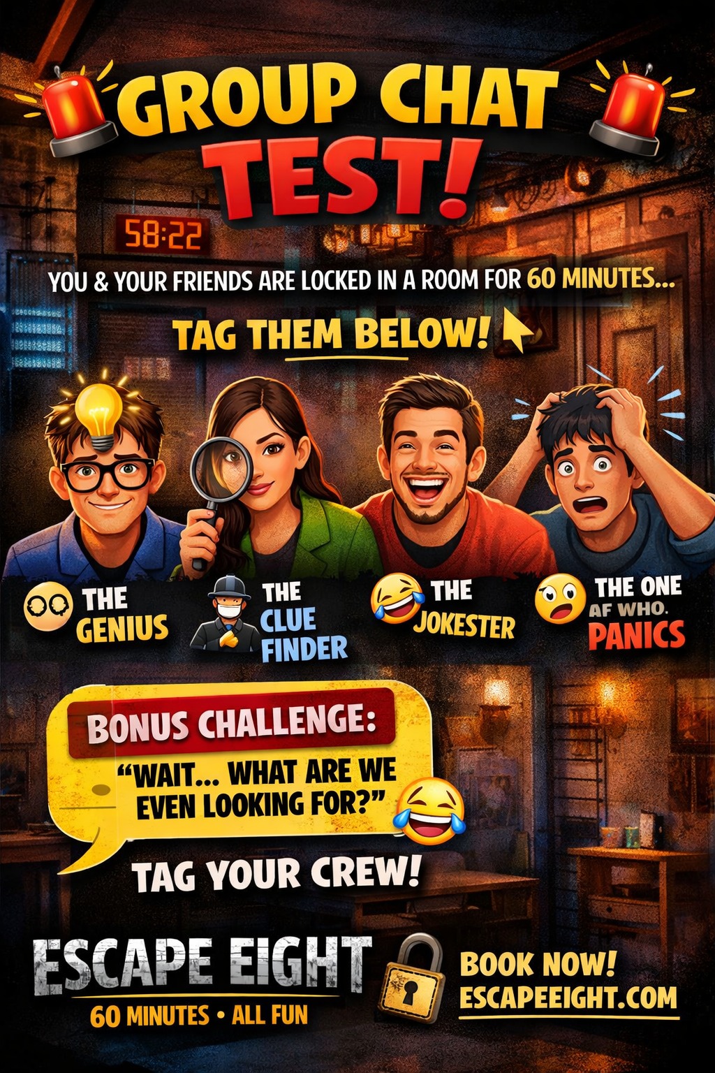 Escape - 🚨 GROUP CHAT TEST 🚨 You and your friends get locked in a room ...