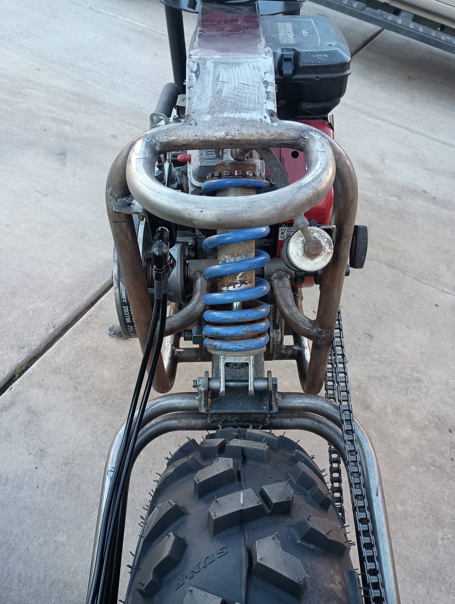 New shock stud in the rear swingarm of a Mini Moke this week
