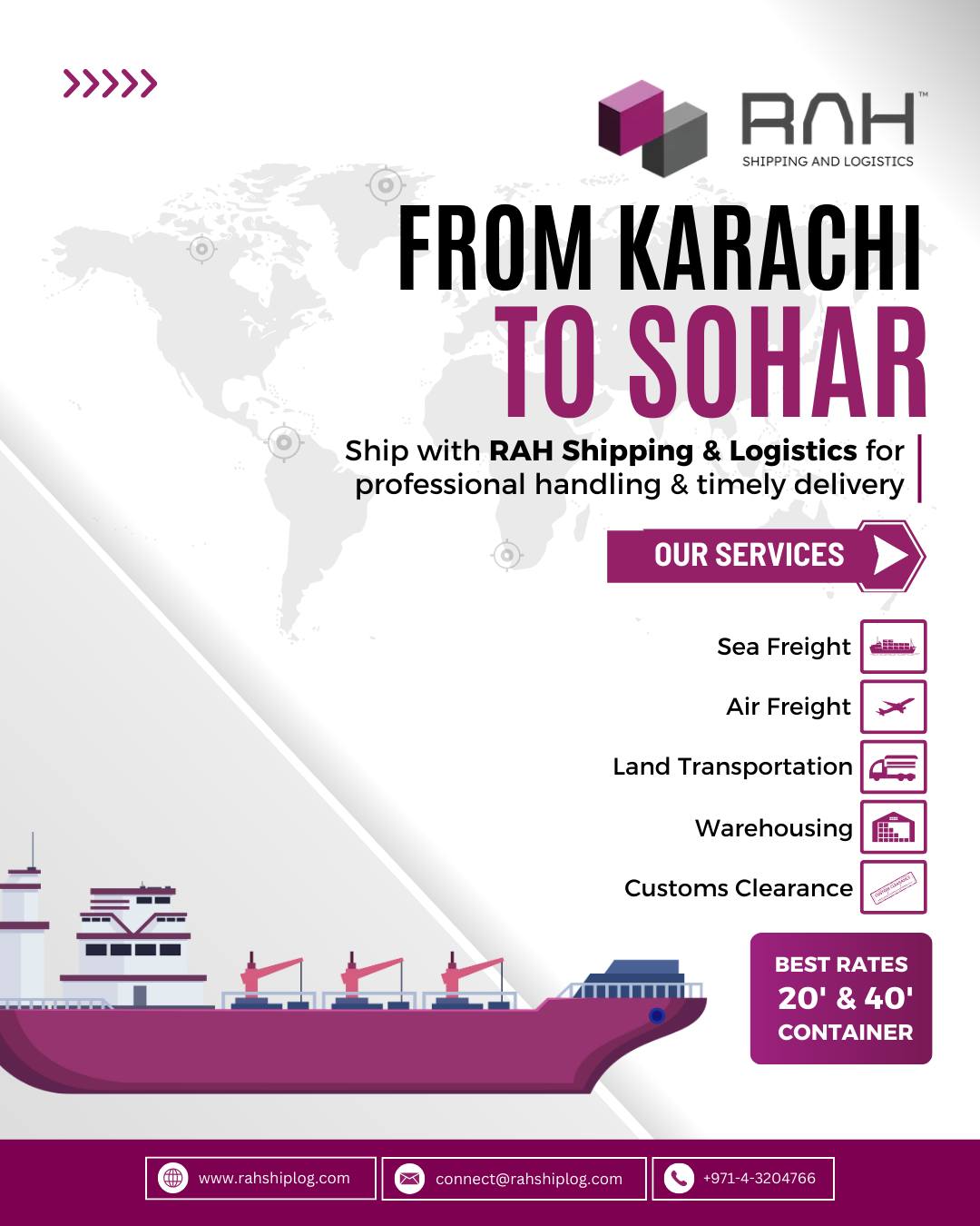 RAH - Book Your Shipments from Karachi 🇵🇰 to Sohar 🇴🇲 😊 20’ & 40 ...
