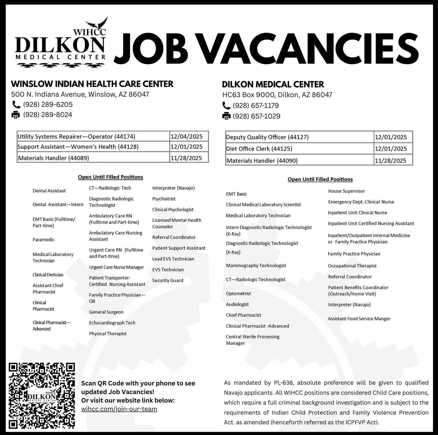 Job... - Winslow Indian Health Care/Dilkon Medical Center | Facebook