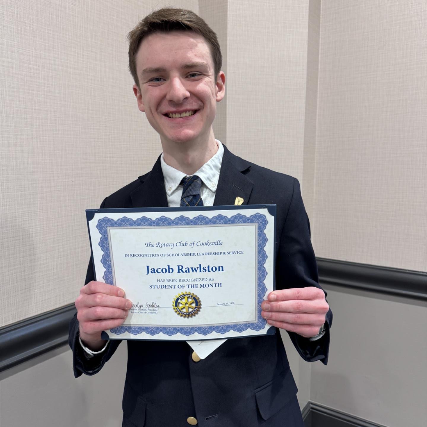 Highland - Congratulations to Senior Jacob Rawlston our Rotary Student ...