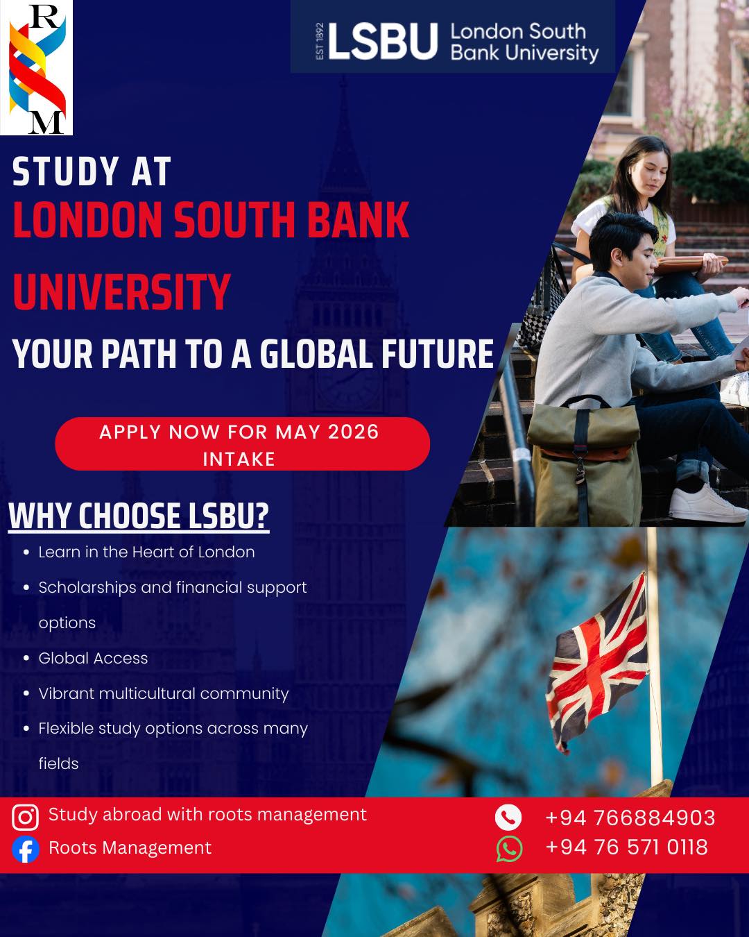 Roots - 🪄Study at London South Bank University – Apply Now for May 2026 ...
