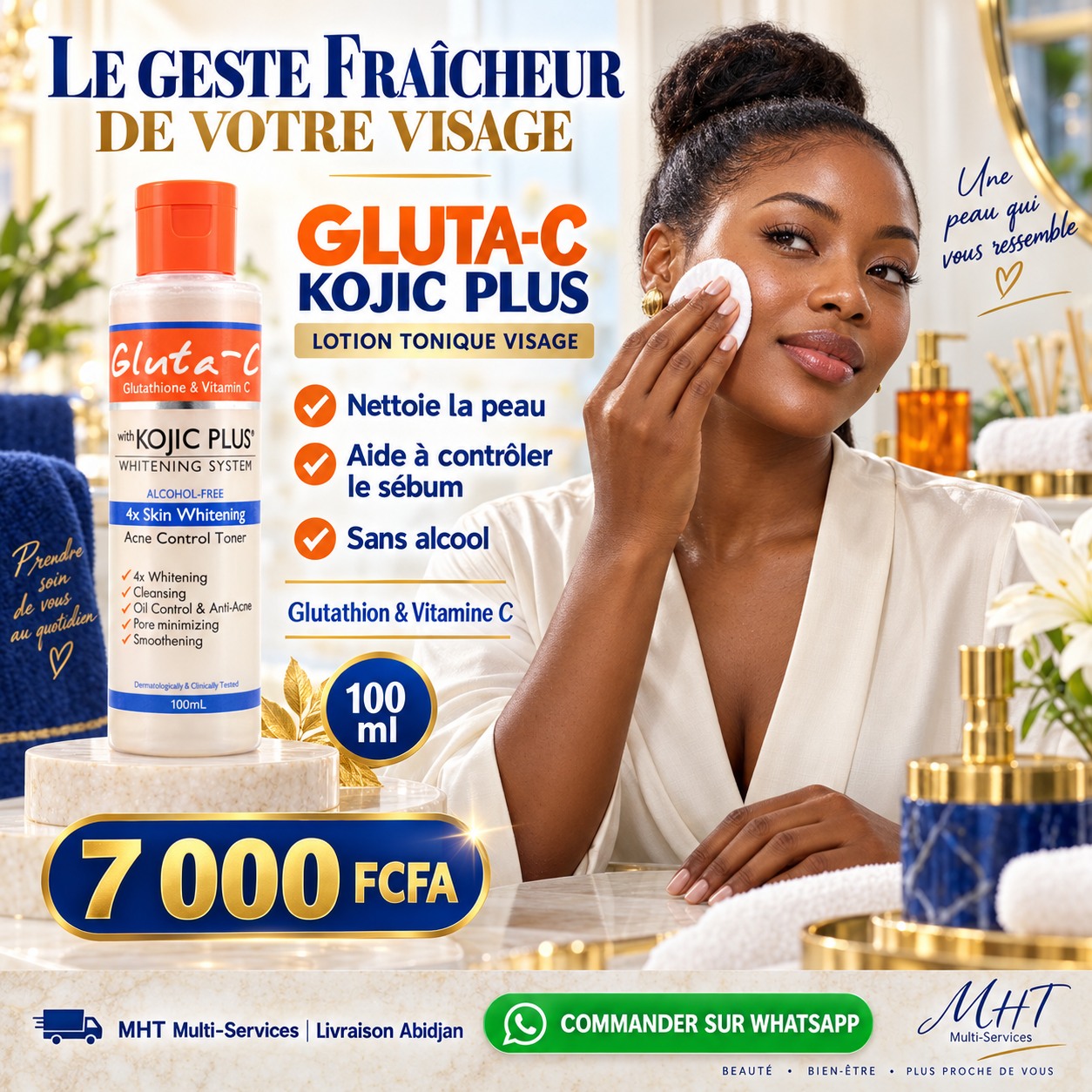 le glutathion sur la peau 🧡 GESTE FRAÎCHEUR DE VOTRE VISAGE ! Découvrez lotion tonique Gluta-C Kojic Plus au et à la vitamine C. ✨ ✓ Nettoie la ✓ Aide à contrôler le cream for uneven dull complexion
