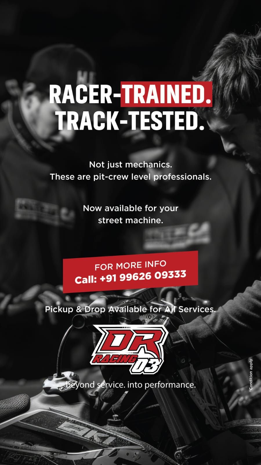 DR - RACER-TRAINED. TRACK-TESTED. Not just mechanics—these are pit-crew ...
