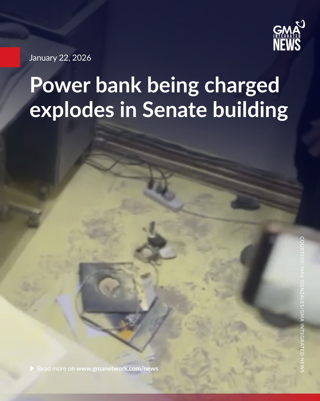 GMA - A power bank that was being charged inside the premises of the ...