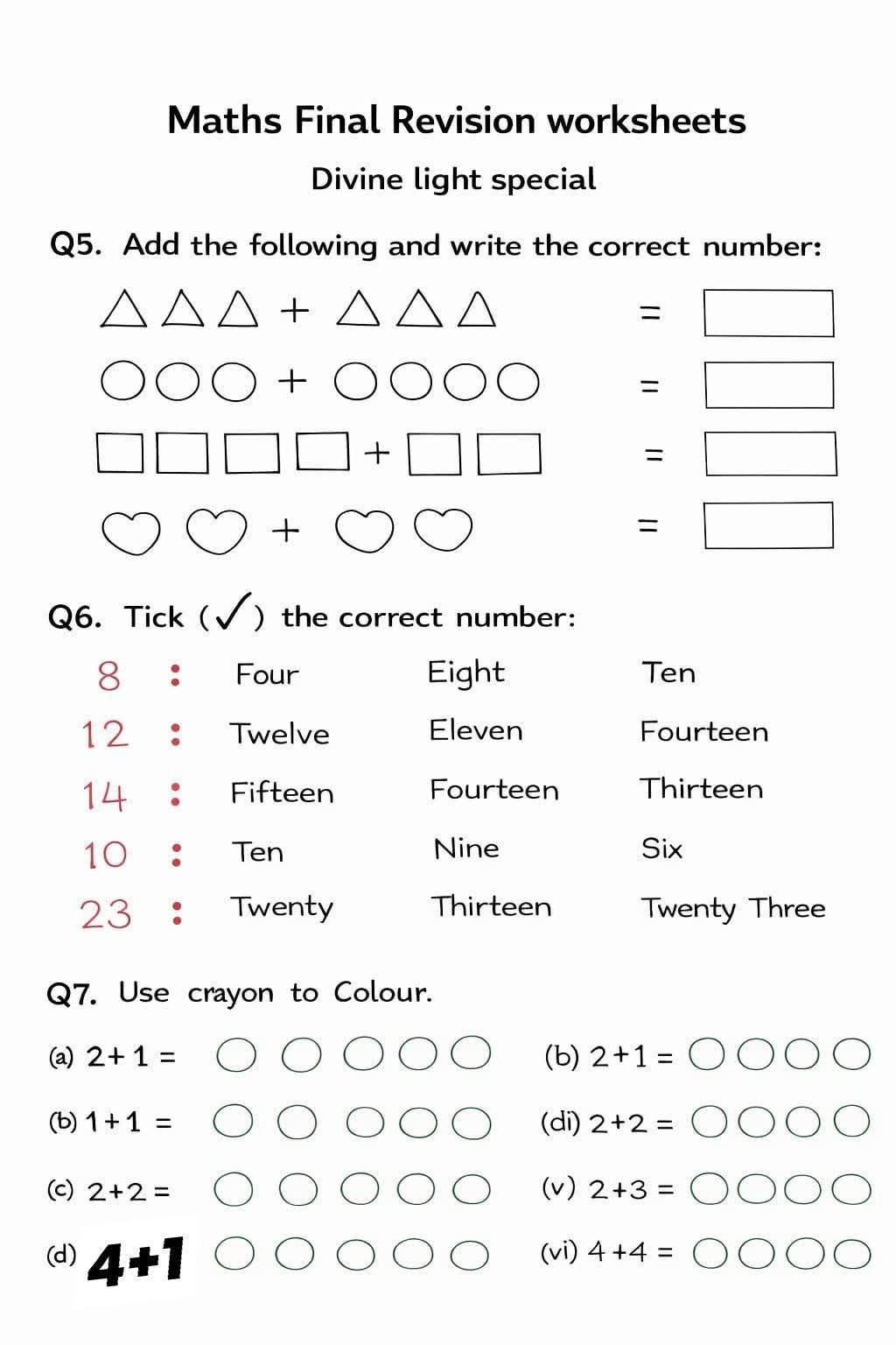 Maths worksheets for Practice... - Divine Light Special | Facebook