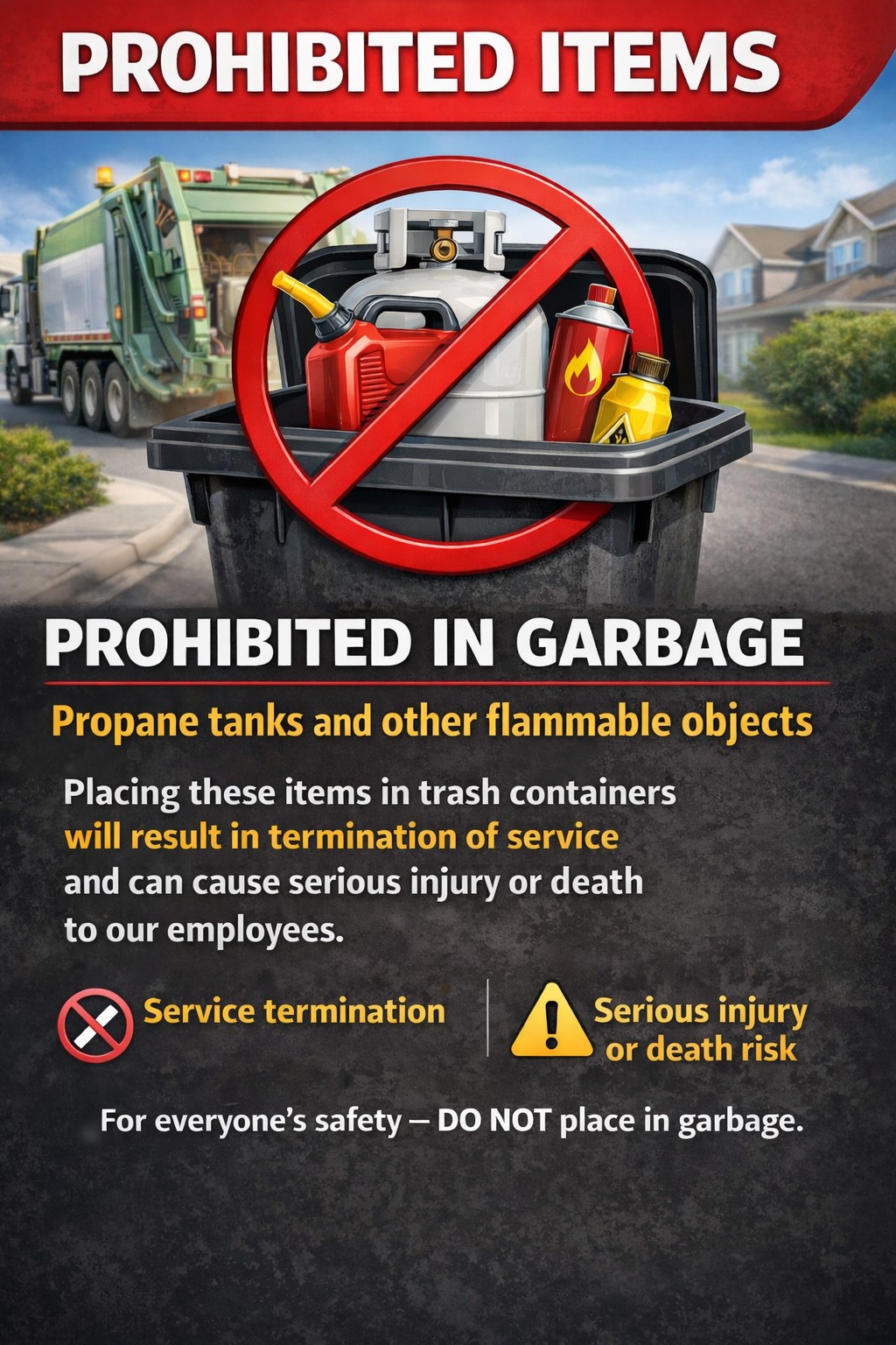 American - 🚫 PROHIBITED IN GARBAGE Propane tanks and other flammable ...