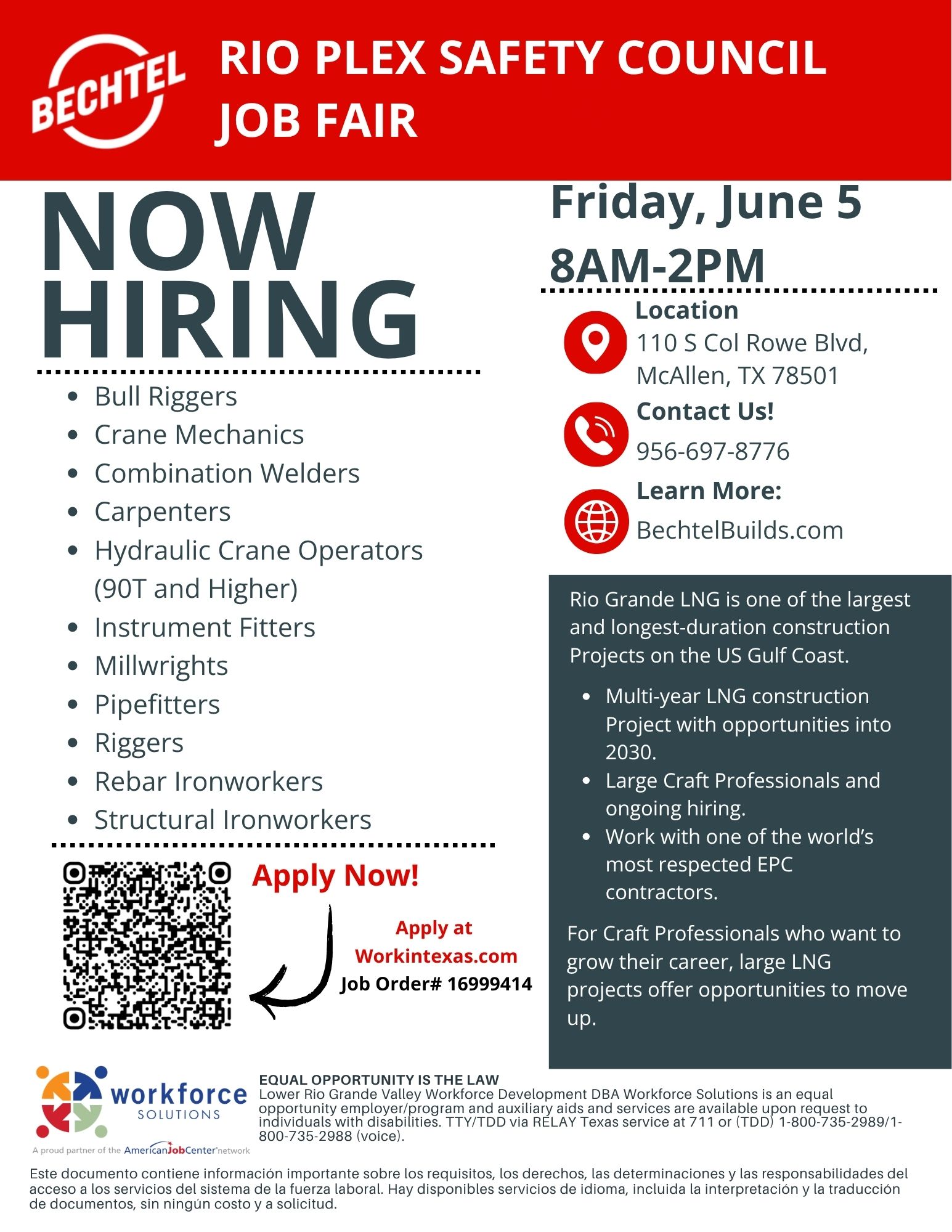 🚧 Rio Grande LNG is hiring Journey Level Insulators, Electricians