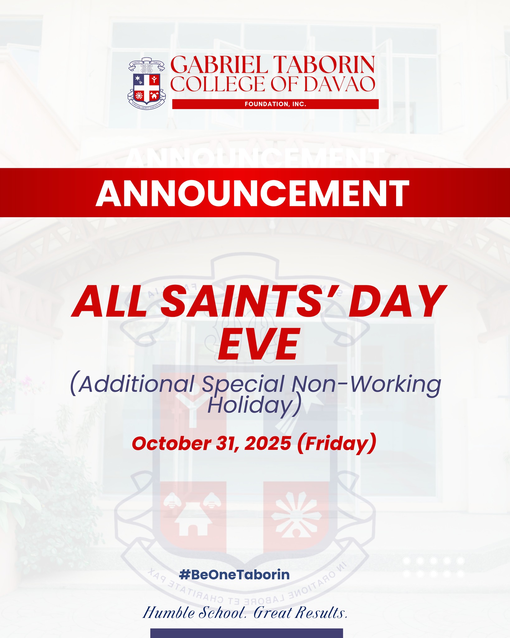 Gabriel - In observance of All Saints’ Day Eve, classes and office ...