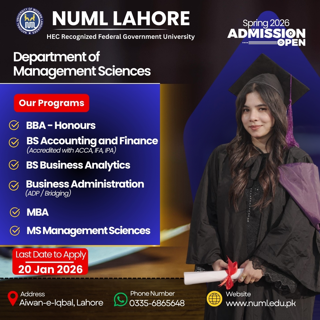 National - Admissions Open – Spring 2026 | NUML Lahore 🎓 Shape your ...
