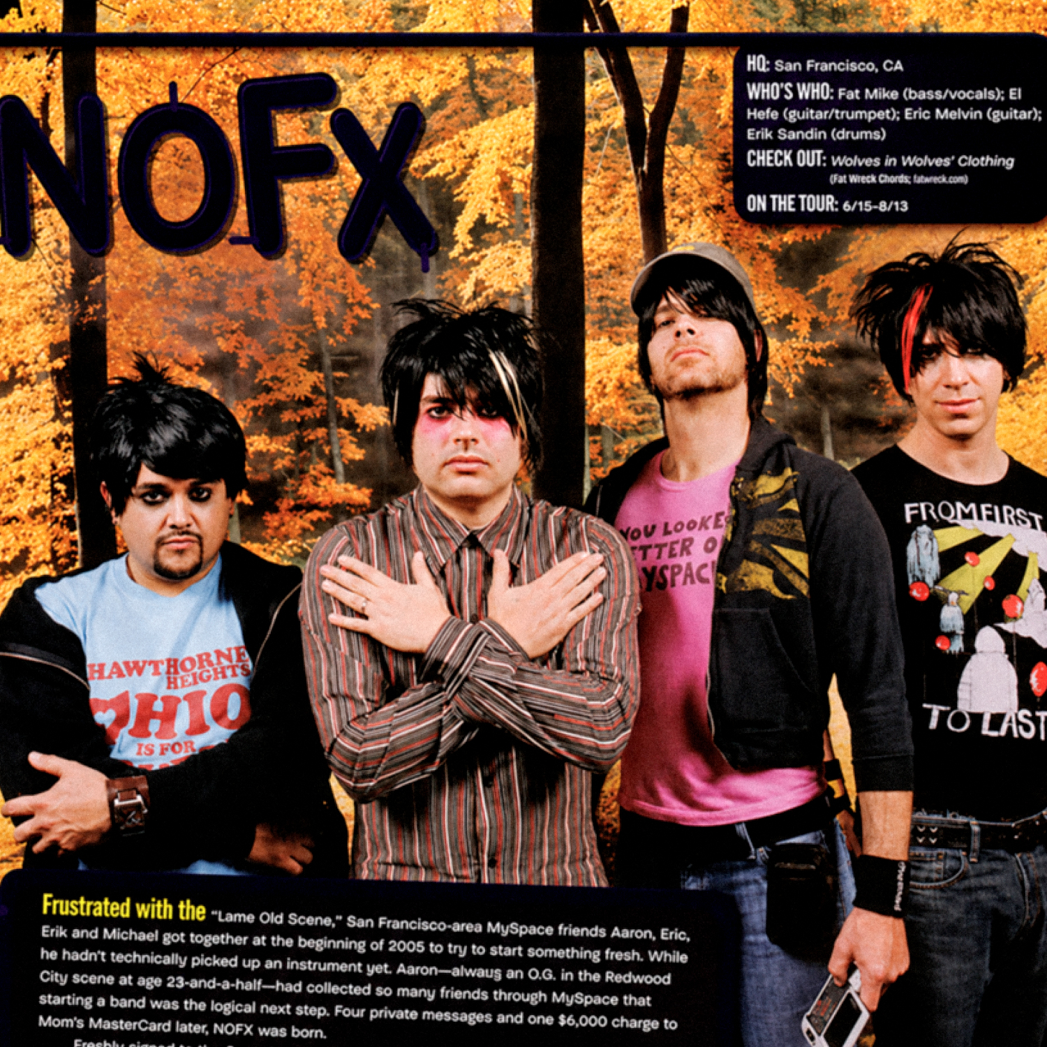 NOFX embracing their inner emo kids for a 2006 Vans Warped Tour