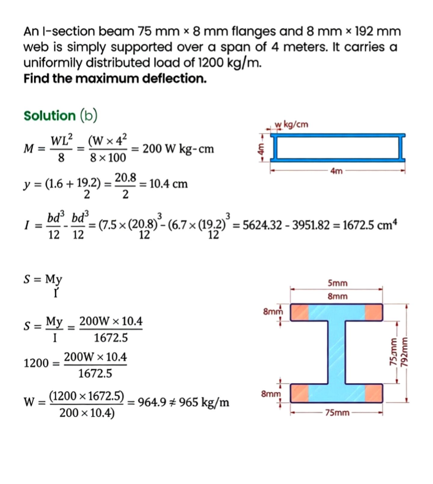 Civil - Maximum Deflection Calculation #Beamdeflection #deflection # ...