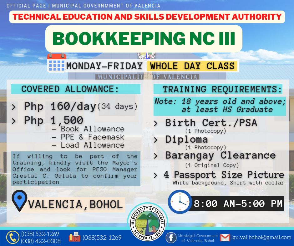 Municipal - ATTENTION | TESDA | BOOKKEEPING NC III Schedule: Monday to ...