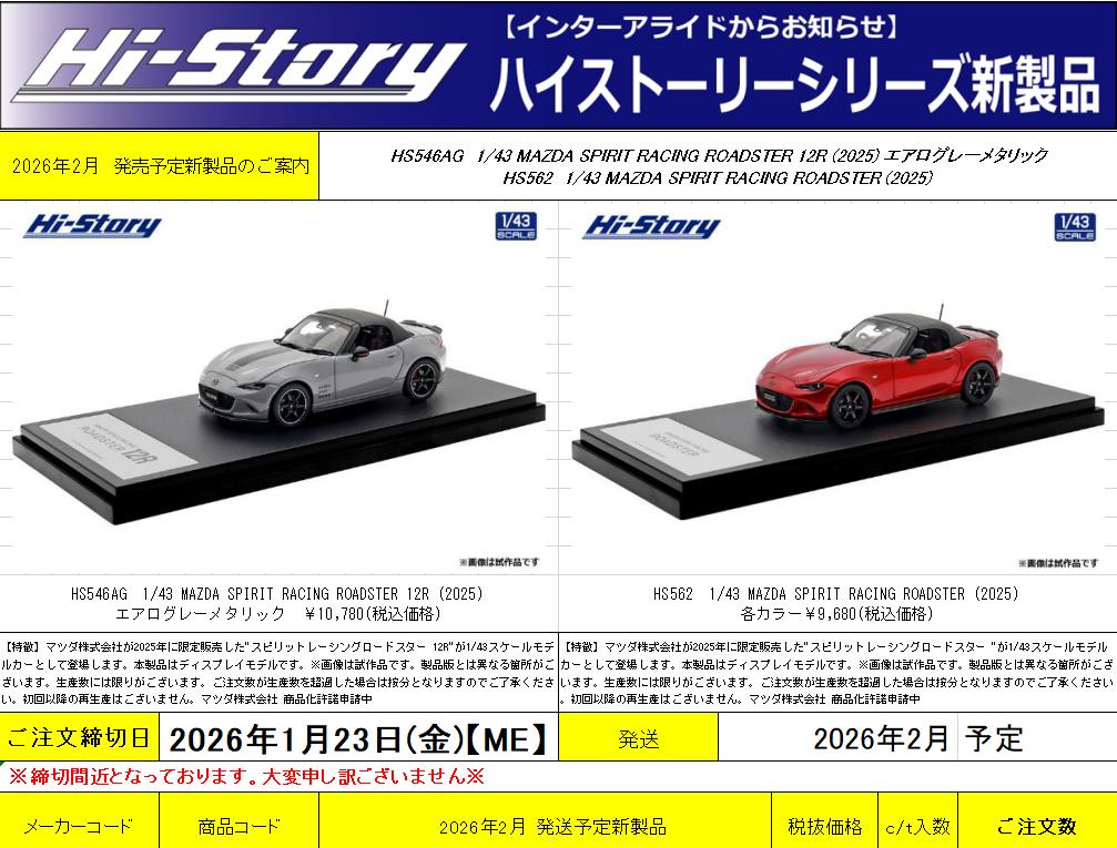 おもちゃ 【】ミニカー 1/43 MAZDA SPIRIT RACING ROADSTER 12R (2025