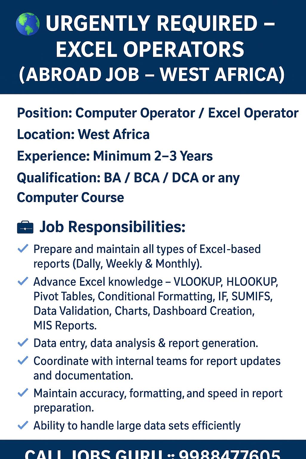 Abroad Job – West Africa 🌍... - JOBS GURU VIVEK JOSHI | Facebook