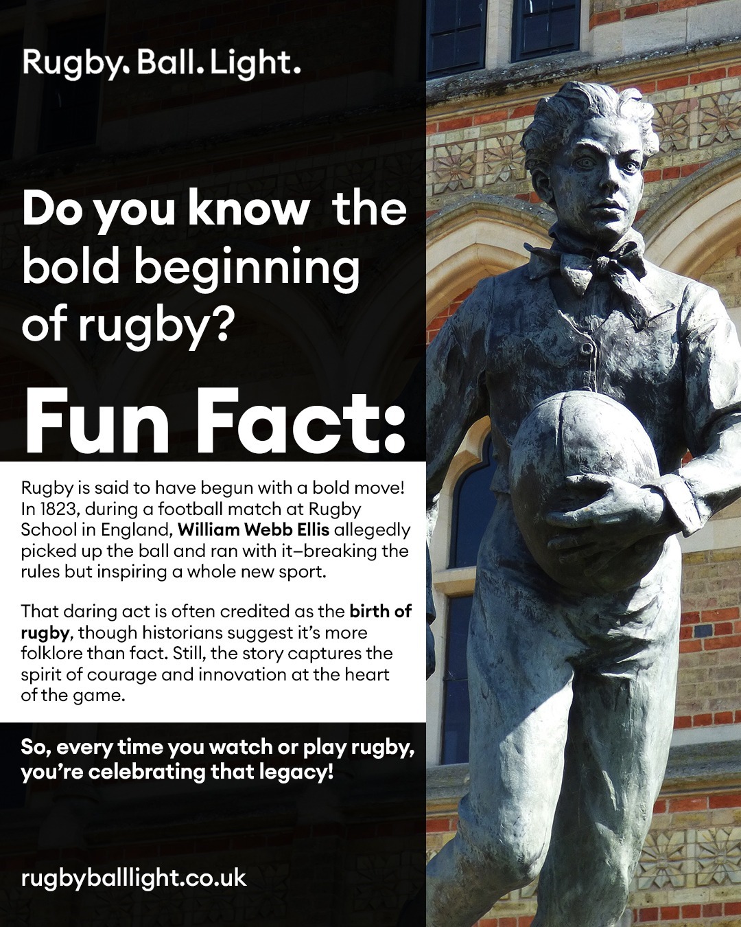 Rugby - Do you know the bold beginning of rugby? ⚡ Fun Fact: Rugby ...