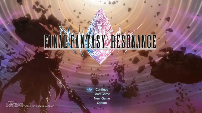 The title screen of Final Fantasy Resonance, featuring artwork