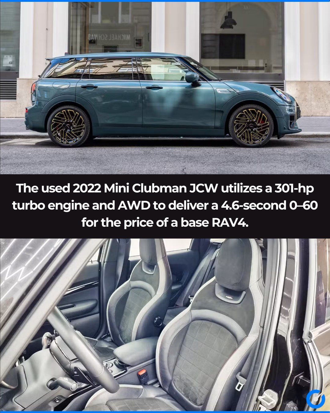 The 2022 Mini Clubman JCW utilizes its 