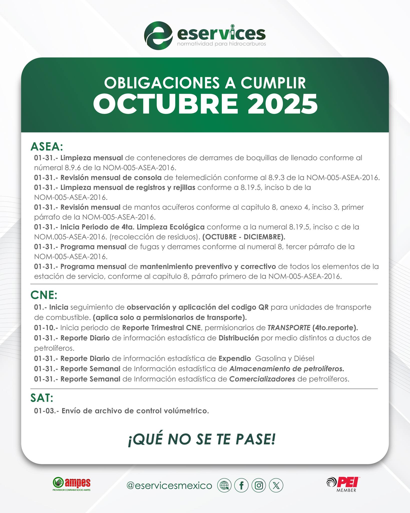 Eservices - #eServices 📆 ¡Calendario de Obligaciones – Octubre 2025 ...