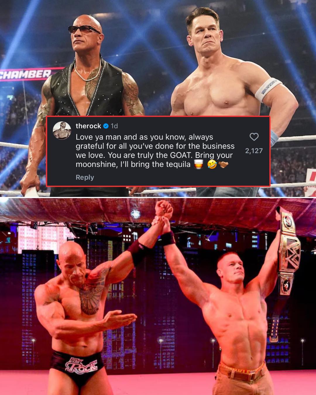 Haroon - The Rock giving John Cena his flowers 💐 : 
