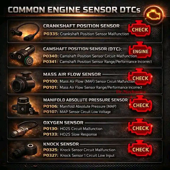 Gilbert - Common Engine Sensor DTCs 📌Crankshaft Position Sensor (CKP ...