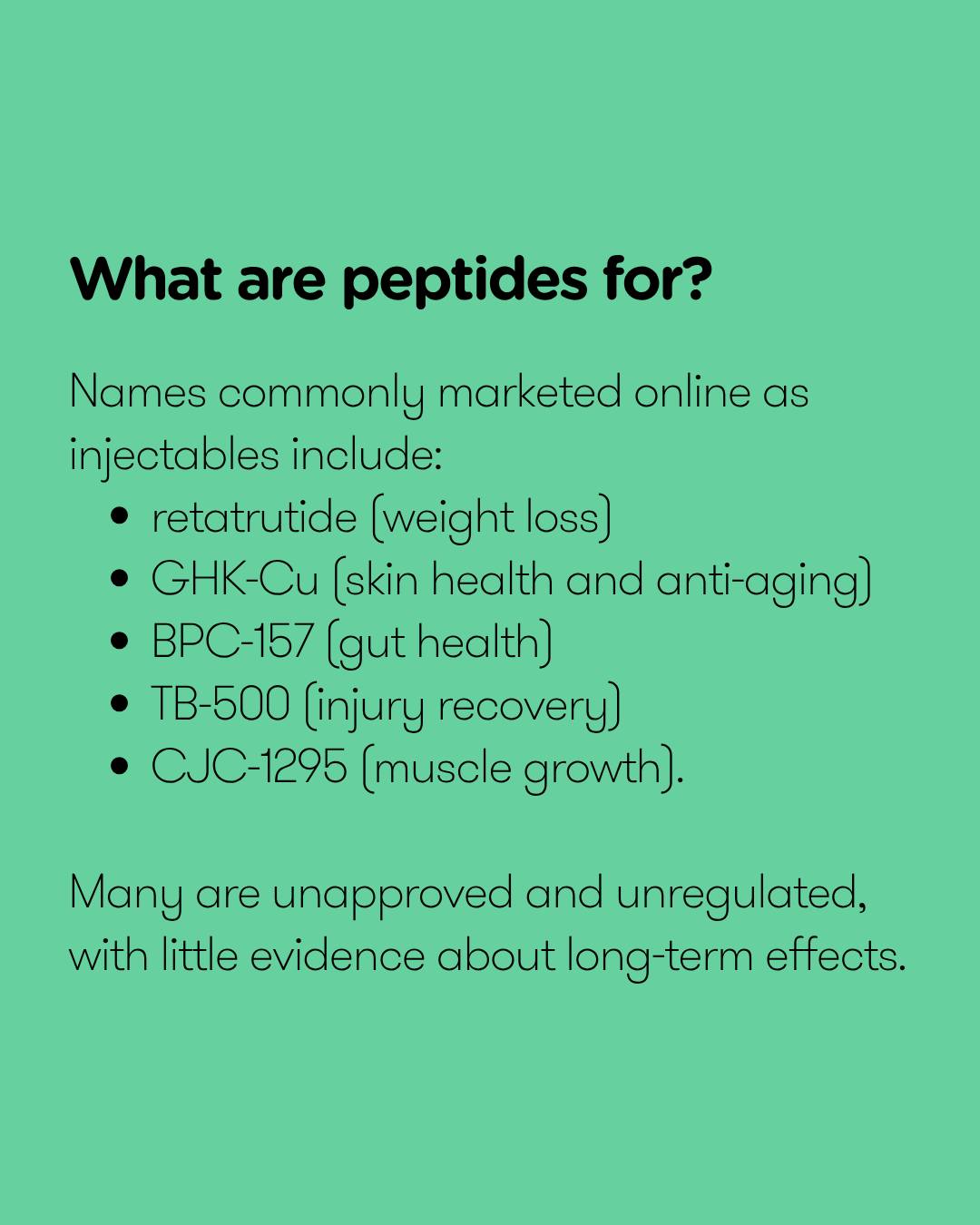 What are peptides and their potential health risks in Australia?