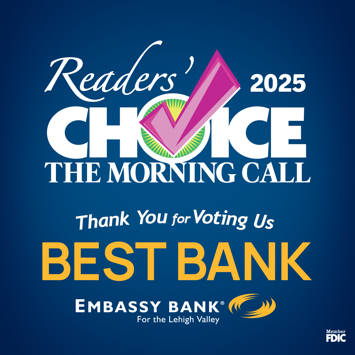 🎉 Thank you, Lehigh... - Embassy Bank For the Lehigh Valley | Facebook