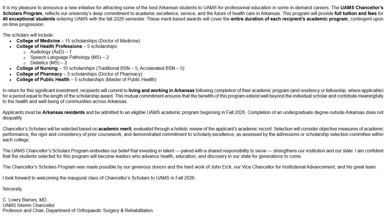 UAMS Graduate School added a new photo. - UAMS Graduate School