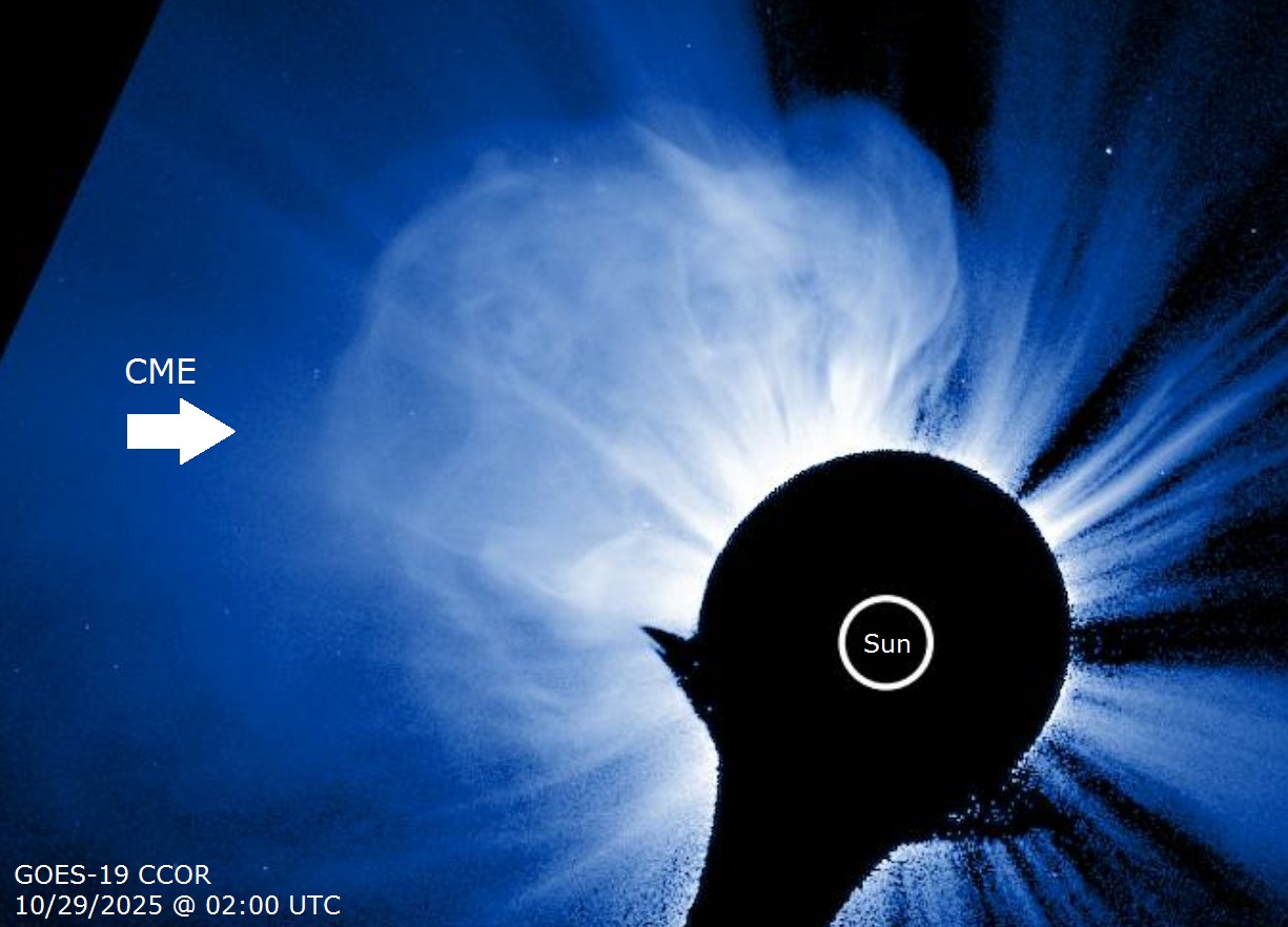 Space - A bright, asymmetric halo coronal mass ejection (CME) is now ...