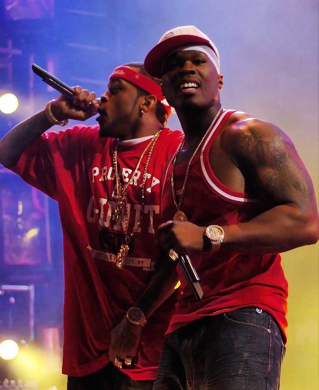 Lloyd Banks & 50 Cent pictured during G-Unit's Hot 97 Summer Jam