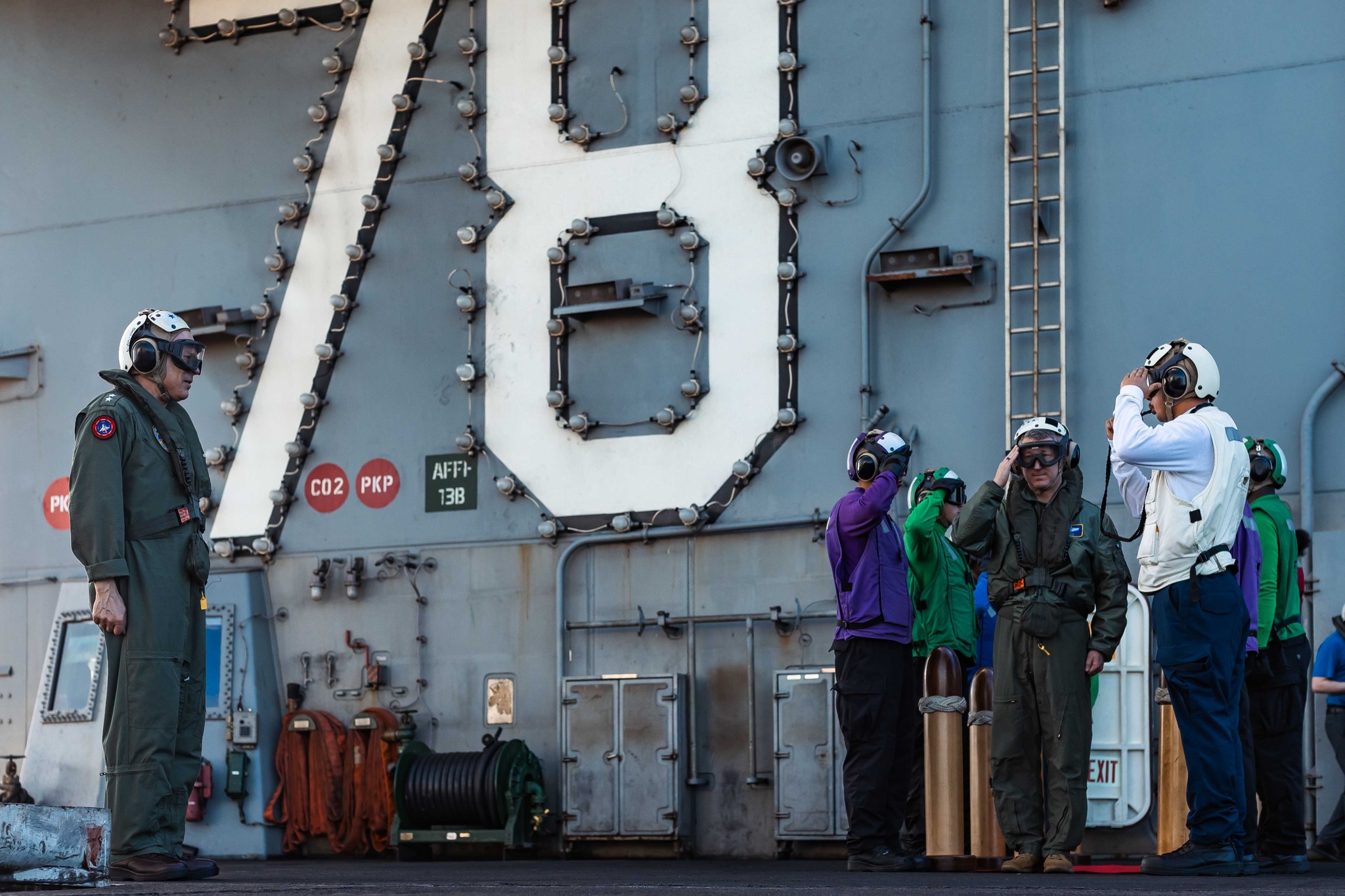 USS - ATLANTIC OCEAN (Jan. 23, 2020) Aircraft are held in USS Gerald R ...