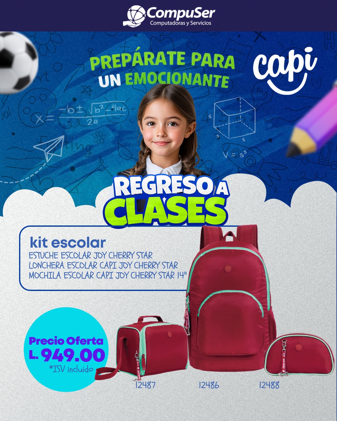 Compuser - 🎒 KIT ESCOLAR CAPI JOY CHERRY STAR 🍒 Dale un toque divertido ...