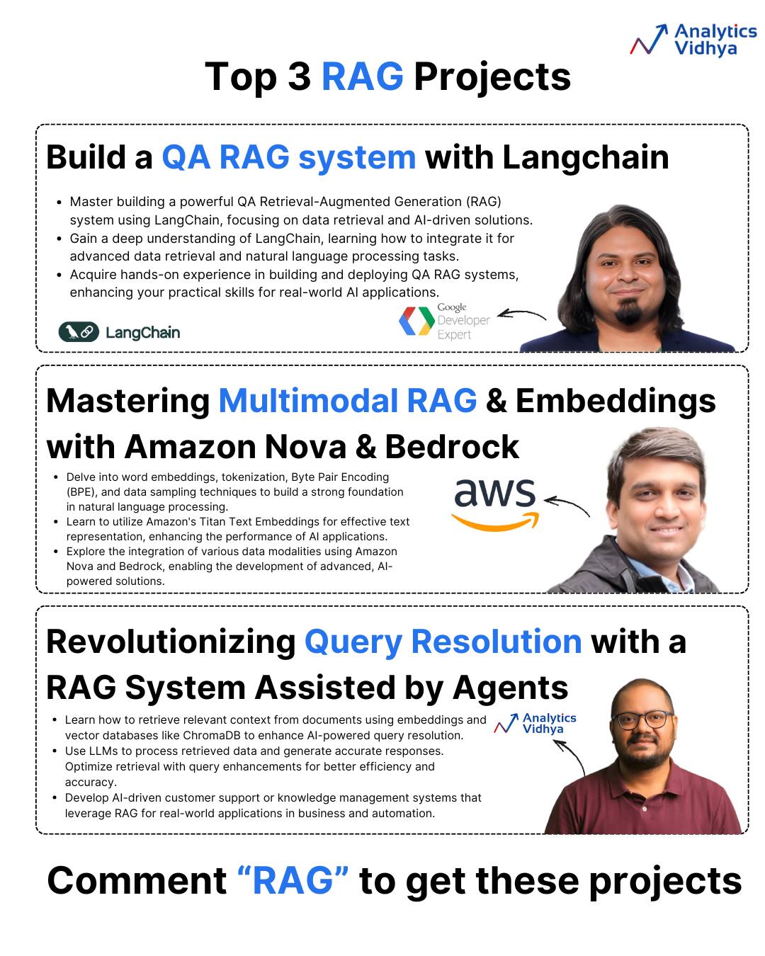 Top 3 RAG Projects 1. Build a QA RAG... - Analytics Vidhya | Facebook