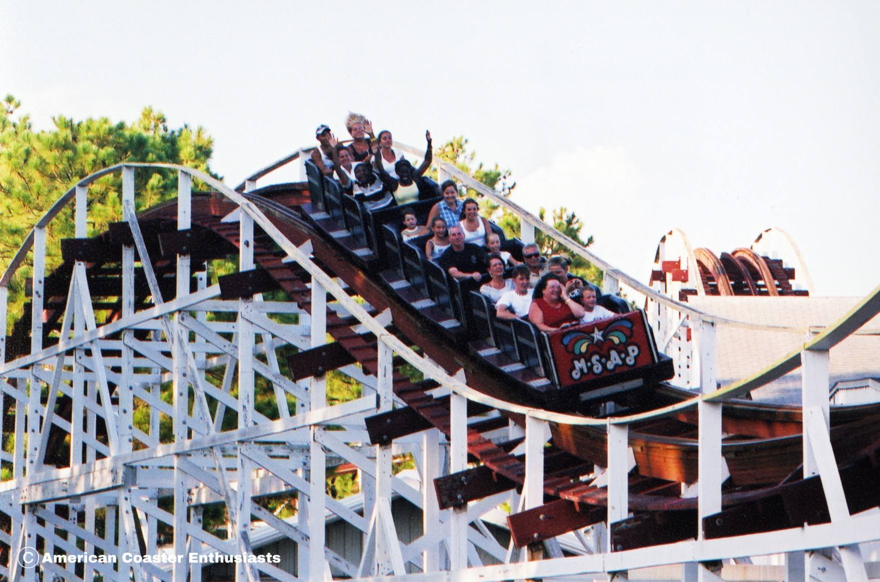 Starliner classic wooden coaster at Miracle Strip Amusement Park