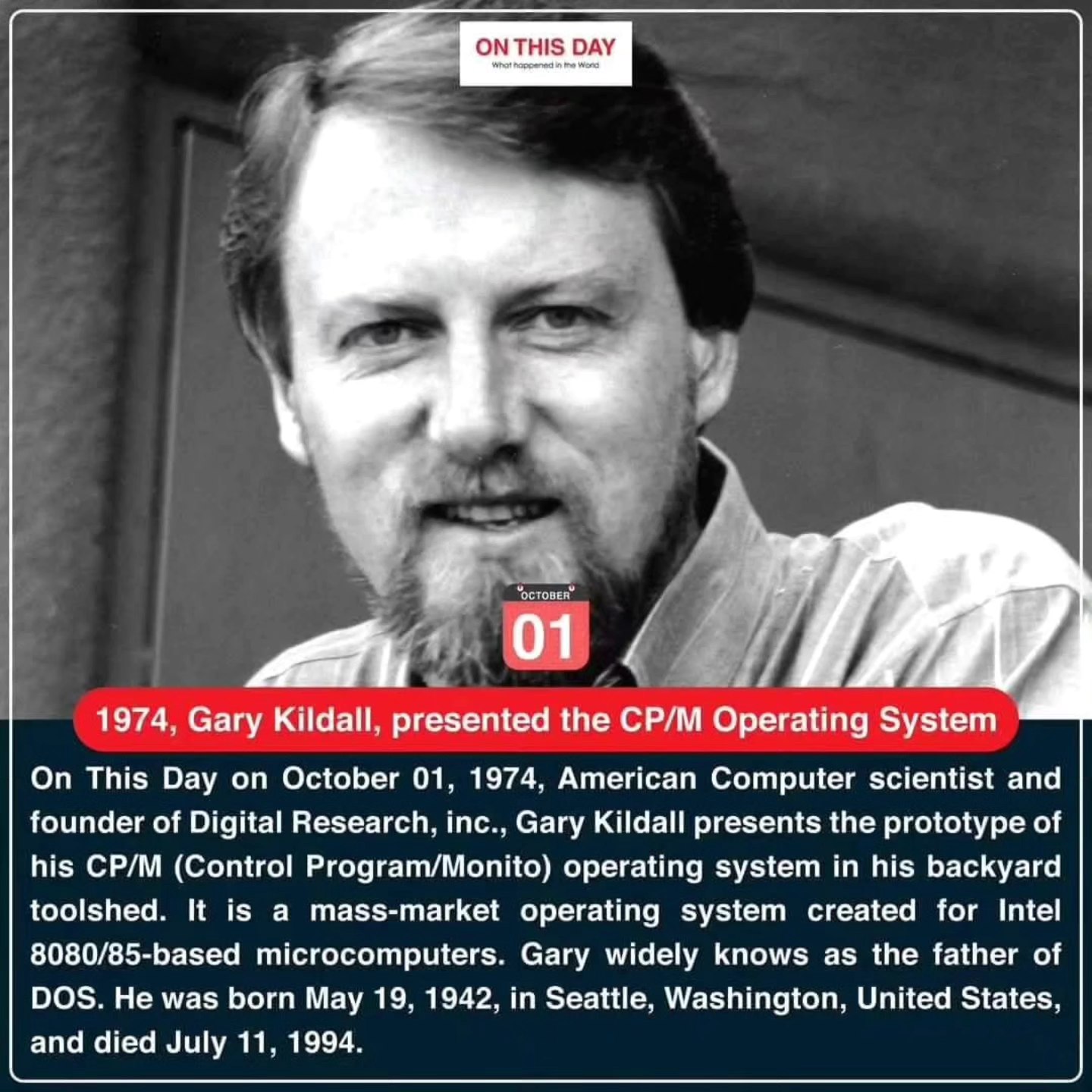On This Day - ~ #OnThisDay 1974, Gary Kildall, presented... | Facebook