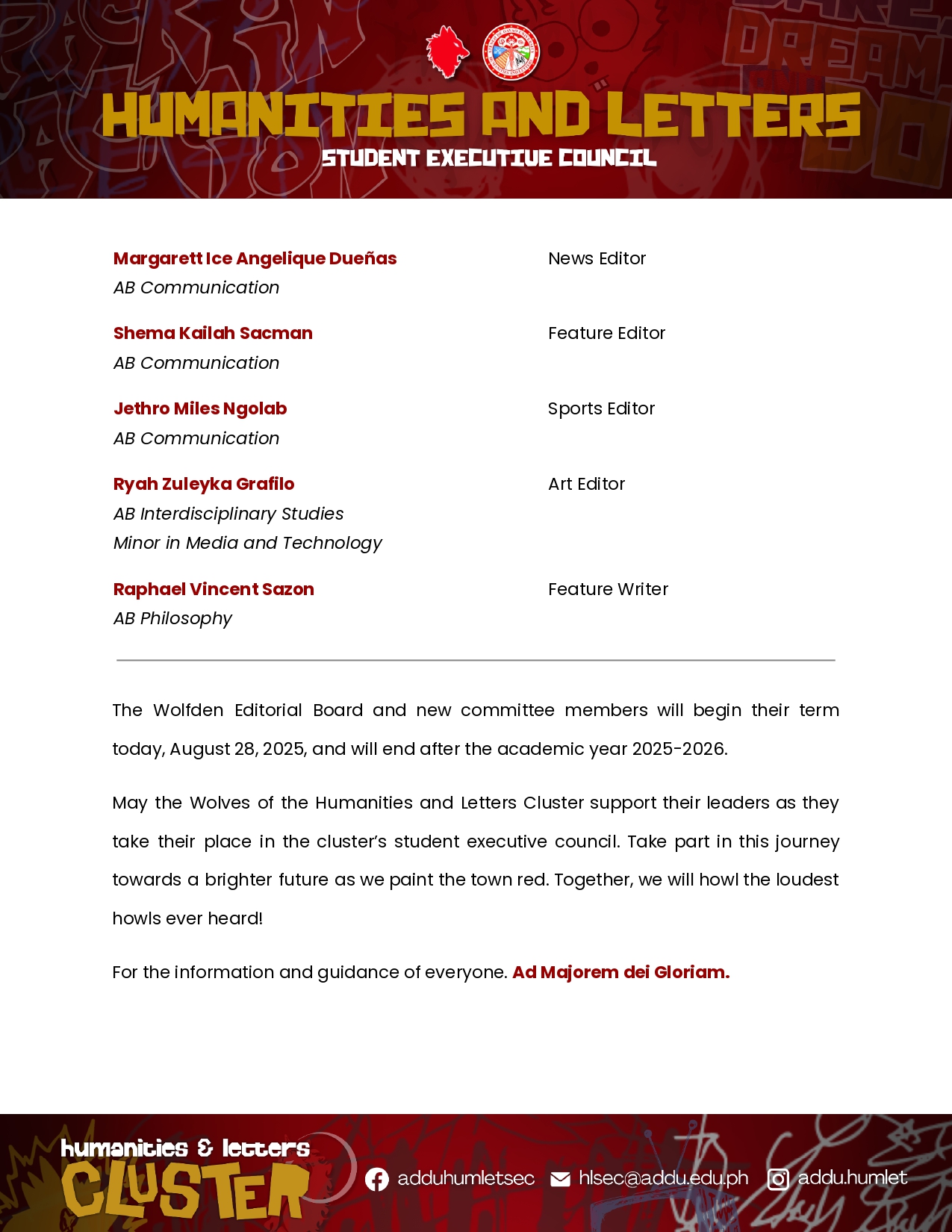 Humaniti... - Humanities and Letters Student Executive Council
