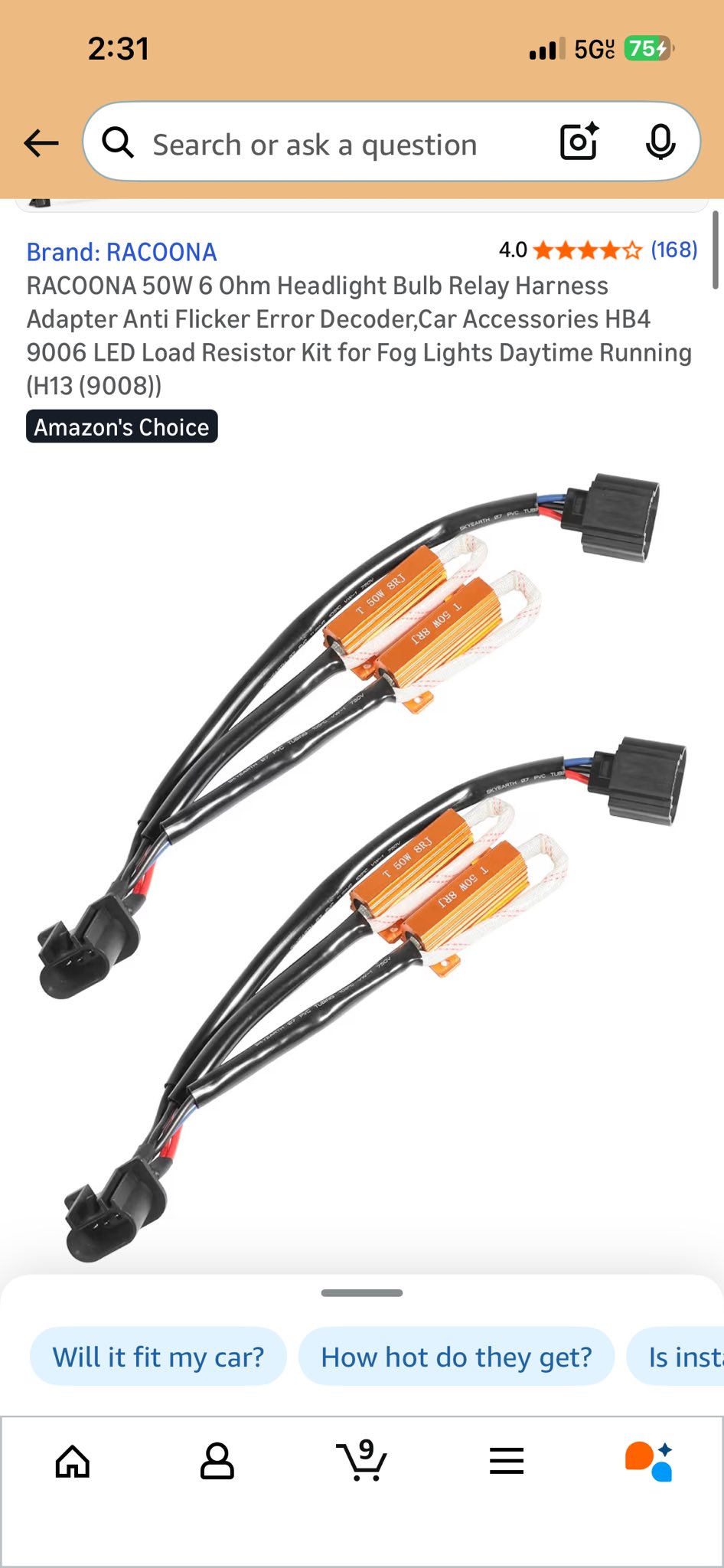2X H7 LED Headlight Kit Canbus Decoder Anti-Flicker Error Resistor Relay Adapter