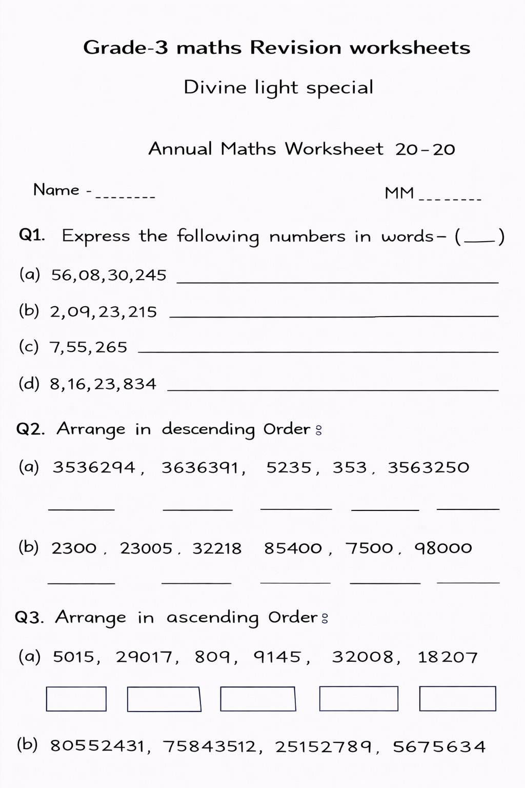Maths 25 amazing super worksheets... - Divine Light Special | Facebook