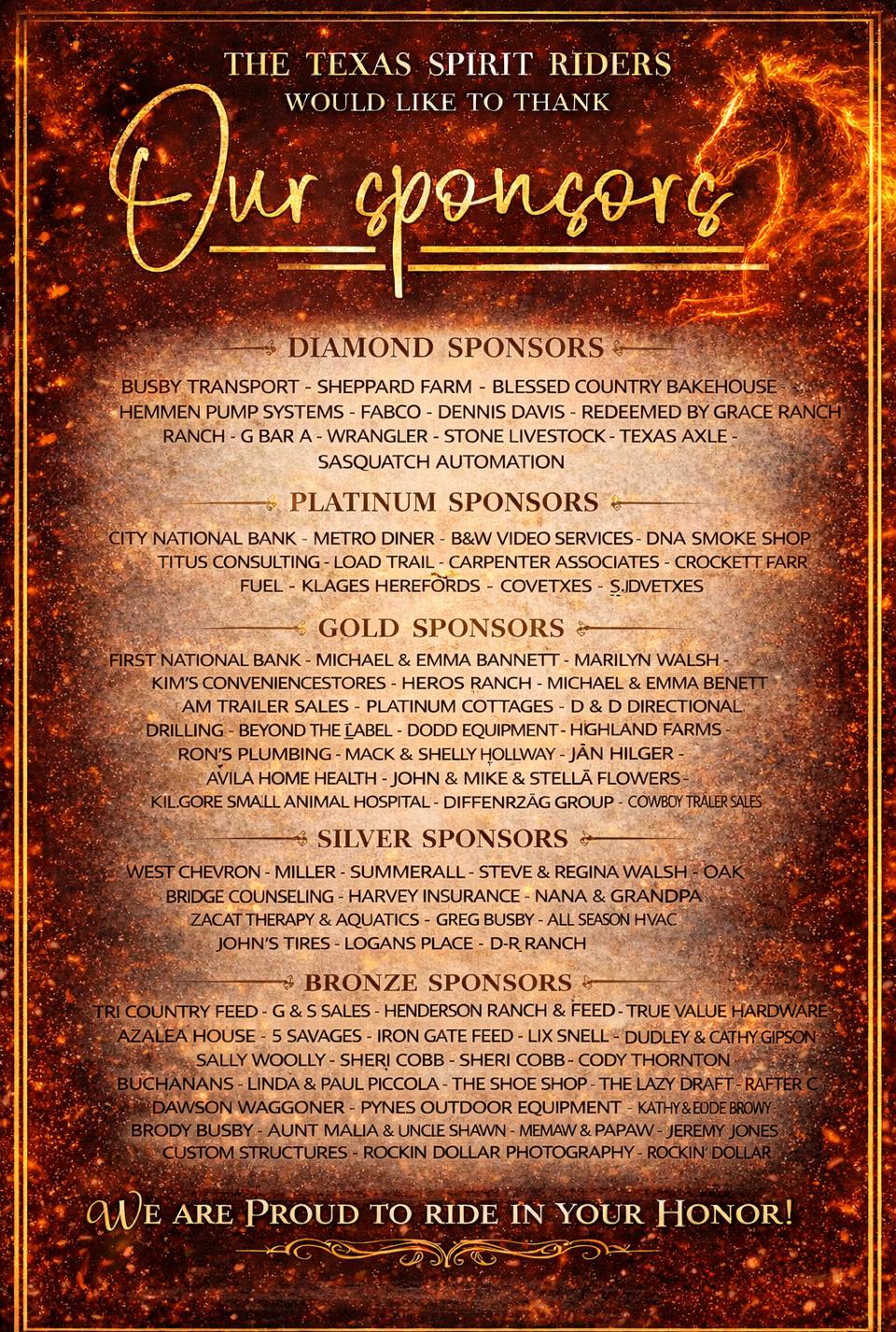 🔥 2025 Sponsor Appreciation 🔥 As... - Texas Spirit Riders | Facebook