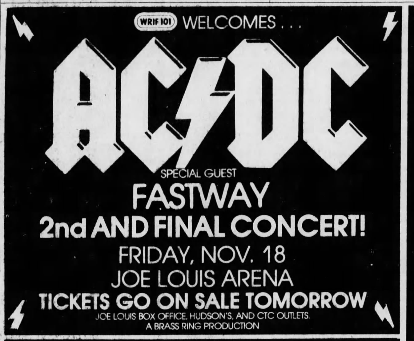 AC/DC's 1983 Flick of the Switch tour at Joe Louis Arena