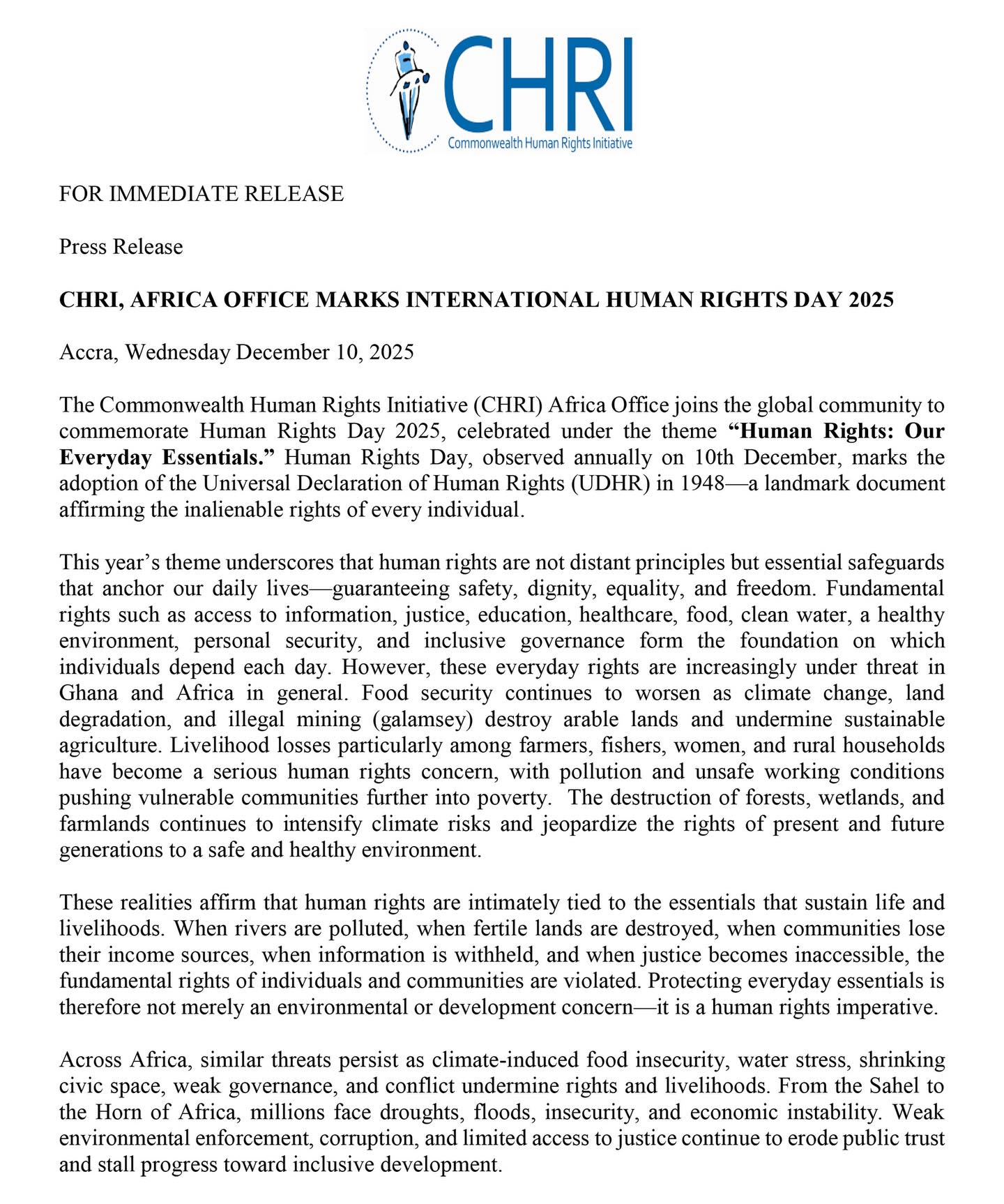 Commonwealth Human Rights Initiative - CHRI Africa. | Accra