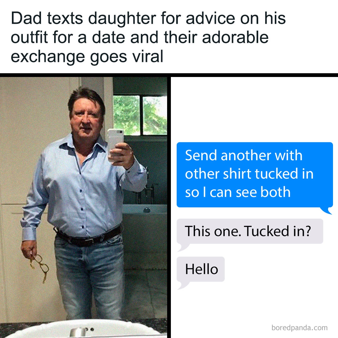 High - Dad texts daughter for advice on his outfit for a date and their ...